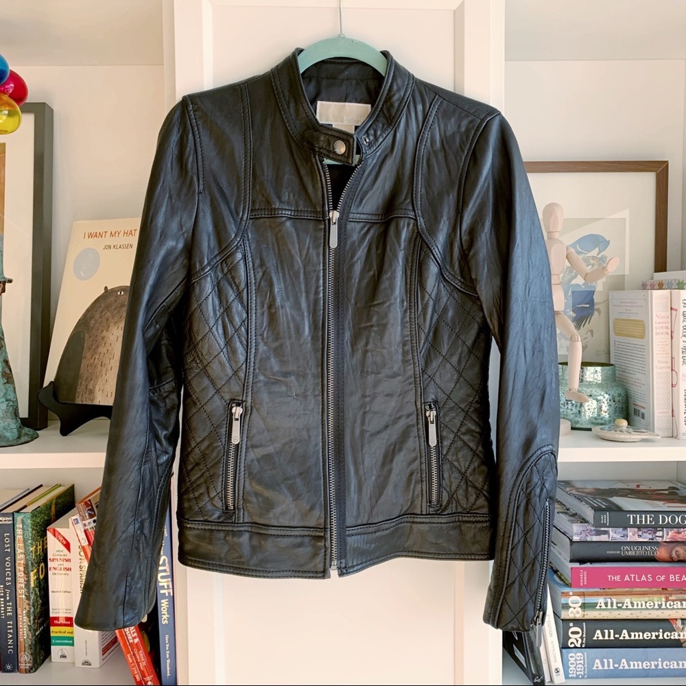 Michael Kors Leather Motorcycle Jacket